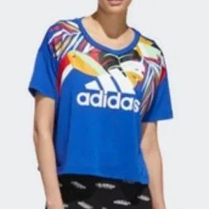 adidas | Tops | Adidas X Farm Rio Toucan Cropped Blue Tshirt | Poshmark